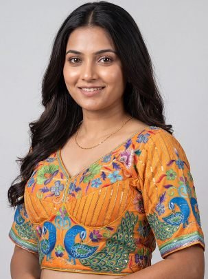 Viscose Fabric Yellow Colour Ready Made Blouse
