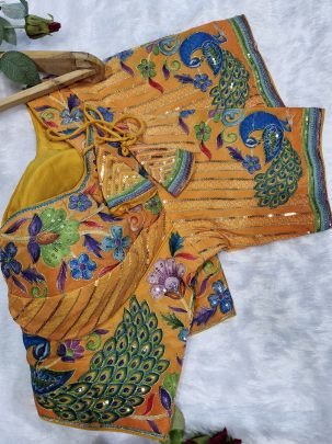 Viscose Fabric Yellow Colour Ready Made Blouse