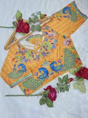 Viscose Fabric Yellow Colour Ready Made Blouse