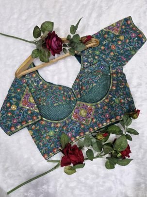 Viscose Rama Green Readymade Blouse 