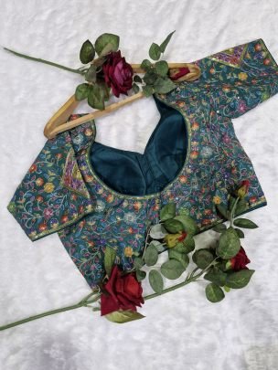 Viscose Rama Green Readymade Blouse