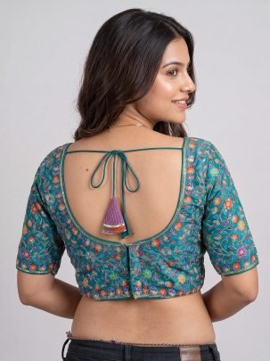 Viscose Rama Green Readymade Blouse