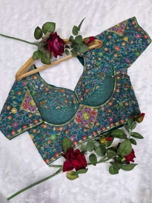 Viscose Rama Green Readymade Blouse