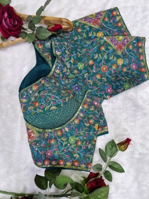 Viscose Rama Green Readymade Blouse