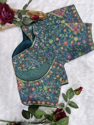 Viscose Rama Green Readymade Blouse