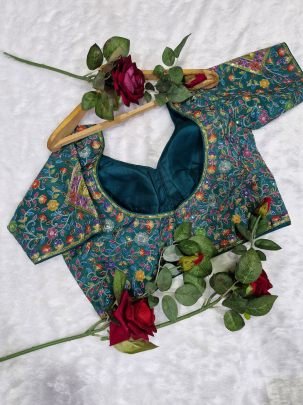 Viscose Rama Green Readymade Blouse