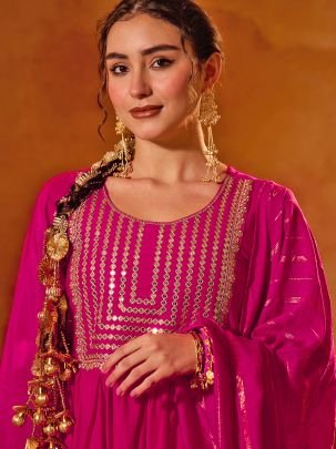 Viscose Silk Fabric Rani  Colour Ready Made Suit