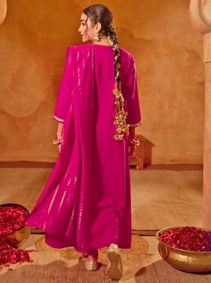 Viscose Silk Fabric Rani  Colour Ready Made Suit