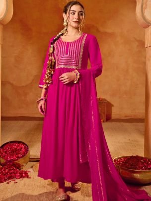 Viscose Silk Fabric Rani  Colour Ready Made Suit