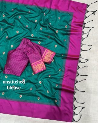 Viscose Silk Rama Colour Minakari Thread Work Saree