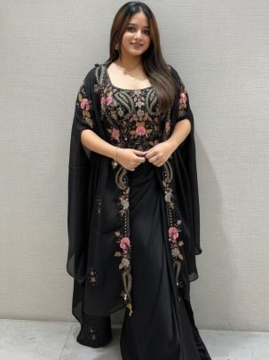 Wedding Fusion Wear Black Indo Western Dress