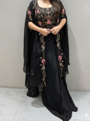 Wedding Fusion Wear Black Indo Western Dress