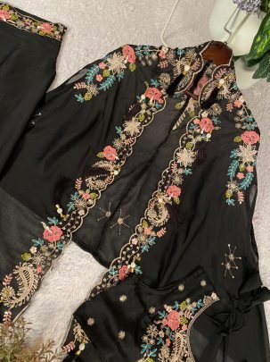 Wedding Fusion Wear Black Indo Western Dress