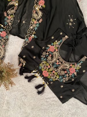 Wedding Fusion Wear Black Indo Western Dress