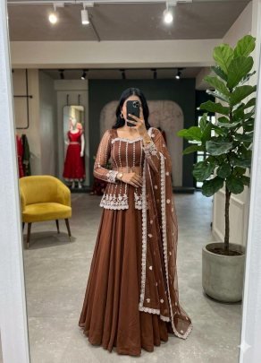 Wedding Wear Brown  Colour Lehenga