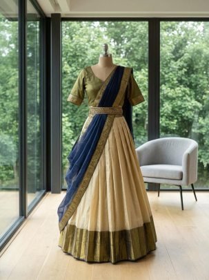 Wedding Wear Classic Gold Toned Border Lehenga Choli