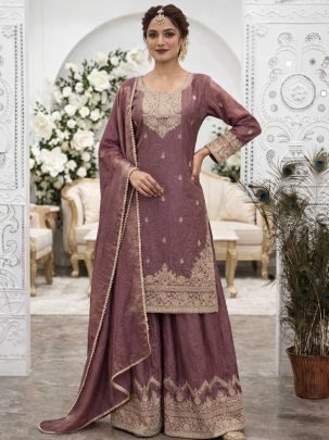 Wedding Wear Coffee Colour Palazzo Suit