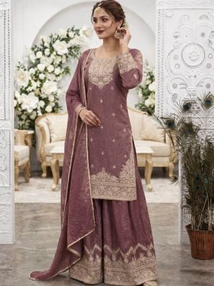 Wedding Wear Coffee Colour Palazzo Suit