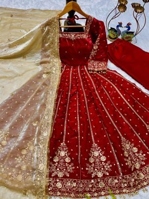 Wedding Wear Maroon Colour Anarkali  Suit