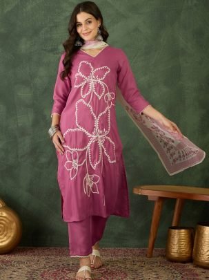 Wedding Wear  Onion  Pink Colour Ready Made Suit