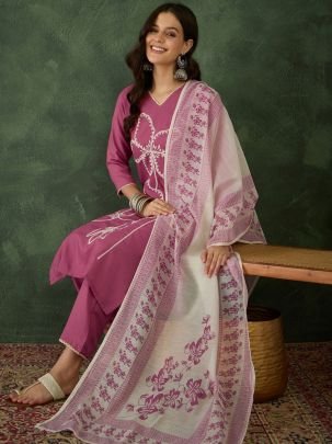 Wedding Wear  Onion  Pink Colour Ready Made Suit