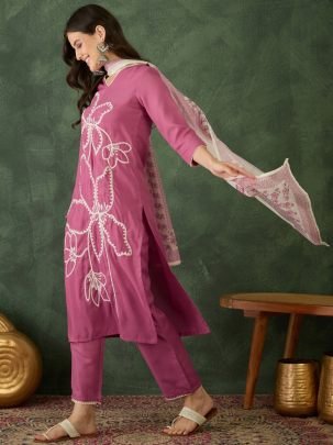 Wedding Wear  Onion  Pink Colour Ready Made Suit