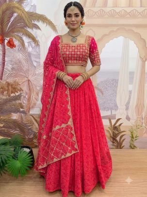 Wedding Wear Pink Colour Lehenga With Choli