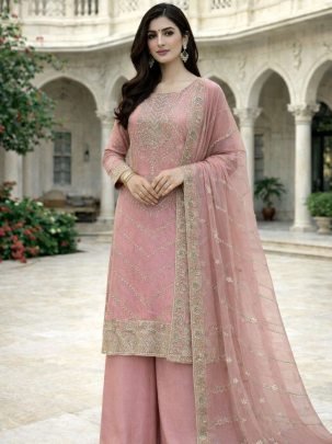 Wedding Wear Pink  Colour Palazzo Suit