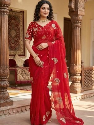 Wedding Wear  Red  Colour  Saree
