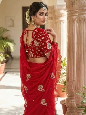 Wedding Wear  Red  Colour  Saree