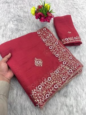 Wedding wear  Red  Colour   Saree