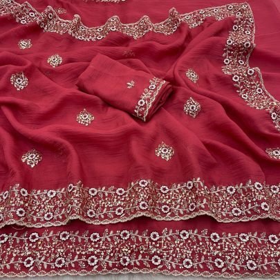 Wedding wear  Red  Colour   Saree