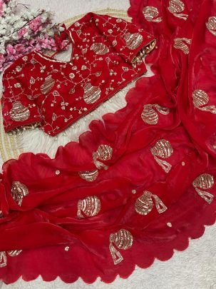Wedding Wear  Red  Colour  Saree