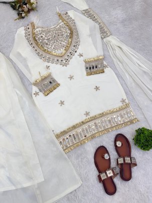 Wedding  Wear  White  Colour  Palazzo Suit