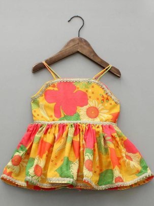 Wedding Wear  Yellow Colour  Kids Sharara Suit