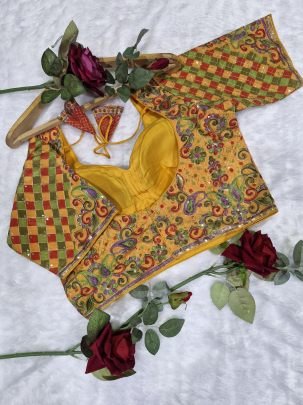 Wedding Wear Yellow Colour Ready Made Blouse