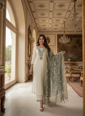 Summer Special White Khadi Cotton Kurti Pant Set