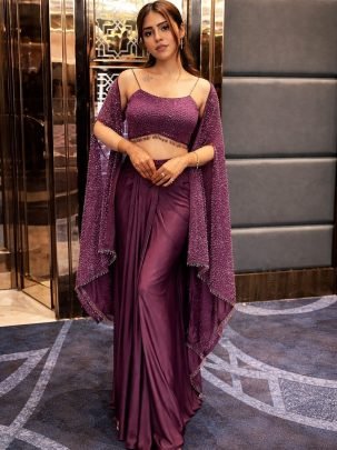 Wine Colour Indowestern Dhoti Suit With Shrug