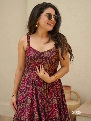 Wine Colour Western Maxi Dress