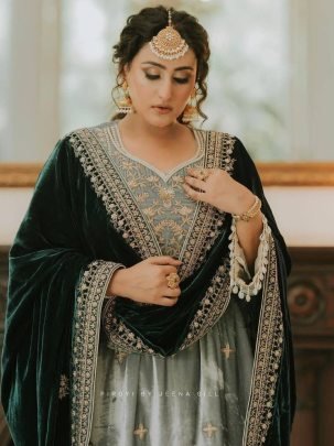 Winter Wedding Velvet  Fabric Suit