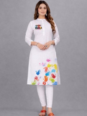 Women Holi Festive Premium Fabric Kurti