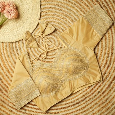 Yellow Kesar Silk Blouse With Padding