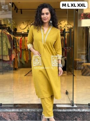  Yellow Sunspark Cotton Kurti Set